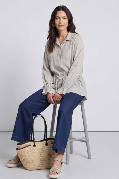 Liyana Lace Detail Shirt Stone - Image 6