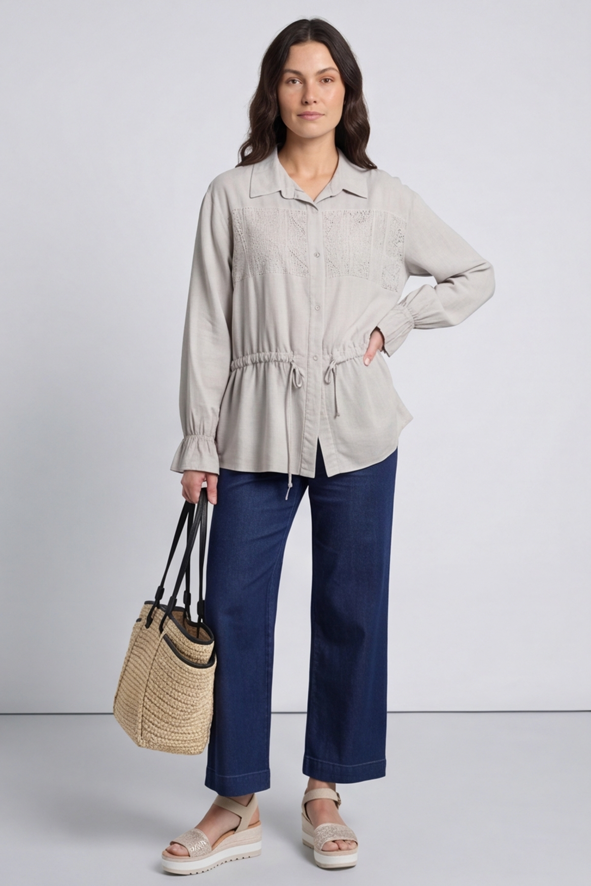 Liyana Lace Detail Shirt Stone