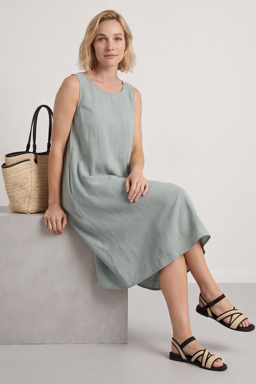 Lola Sleeveless Dress Khaki - Image 1