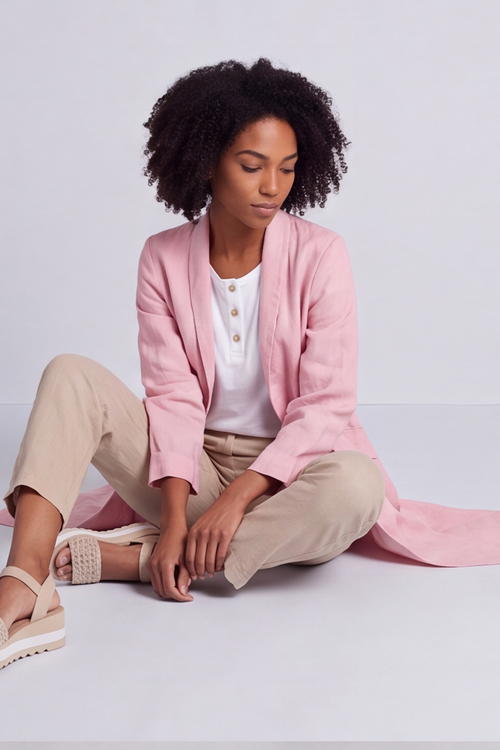 Kapri Linen Pink Jacket - Image 4