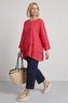 Loriella Keyhole Linen Top Hot Pink