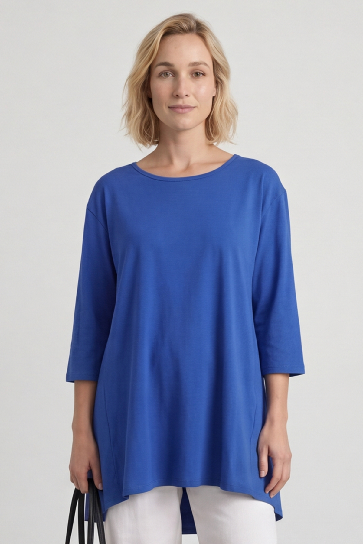 Lulu Button Back Cotton Top Cobalt