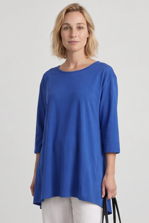 Lulu Button Back Cotton Top Cobalt - Image 5