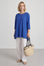 Lulu Button Back Cotton Top Cobalt