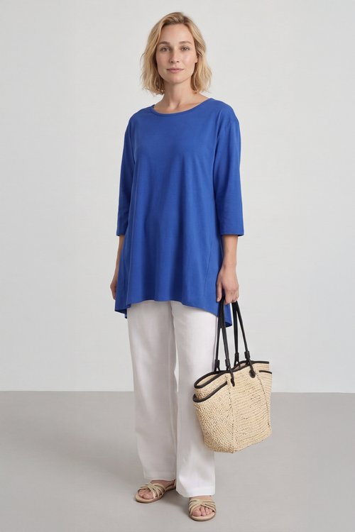 Lulu Button Back Cotton Top Cobalt - Image 1