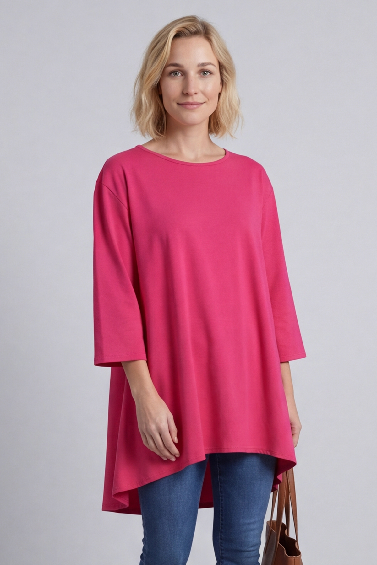 Lulu Button Back Cotton Top Fuchsia