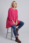 Lulu Button Back Cotton Top Fuchsia