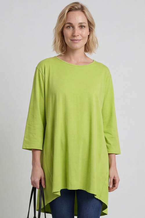 Lulu Button Back Cotton Top Green - Image 3