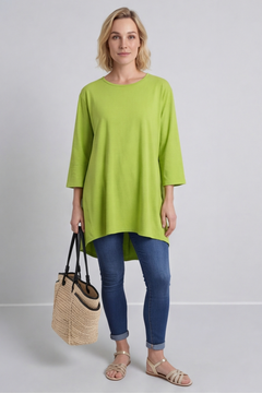 Lulu Button Back Cotton Top Green