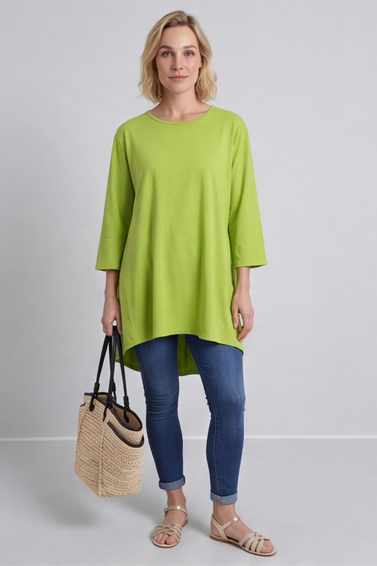 Lulu Button Back Cotton Top Green