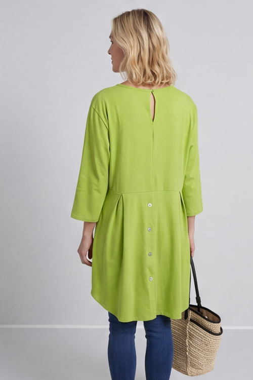 Lulu Button Back Cotton Top Green - Image 2