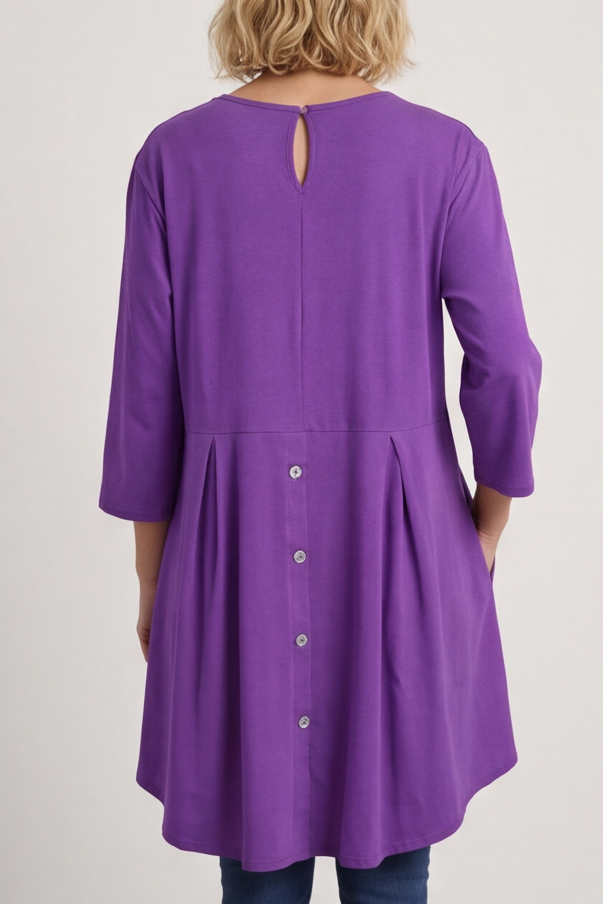Lulu Button Back Cotton Top Purple