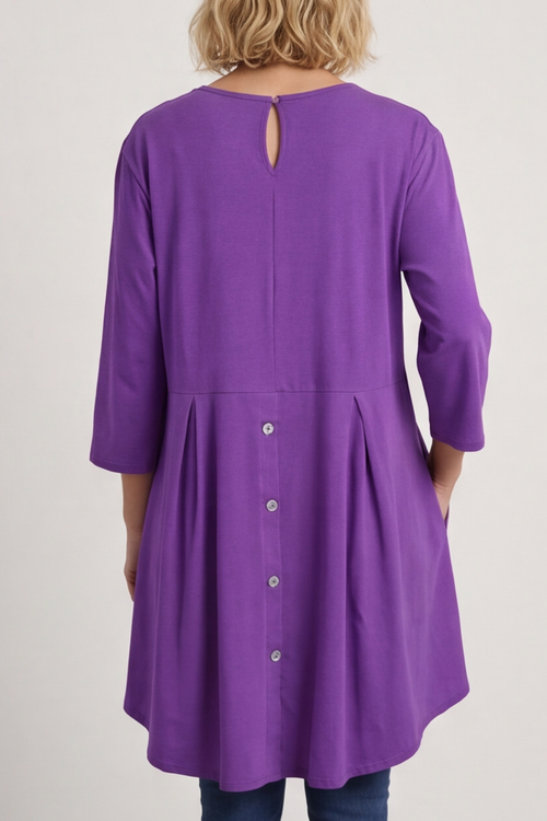 Lulu Button Back Cotton Top Purple - Image 3