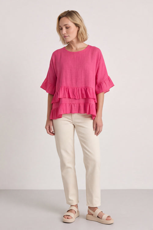 Allena Frill Top Fuschia - Image 3