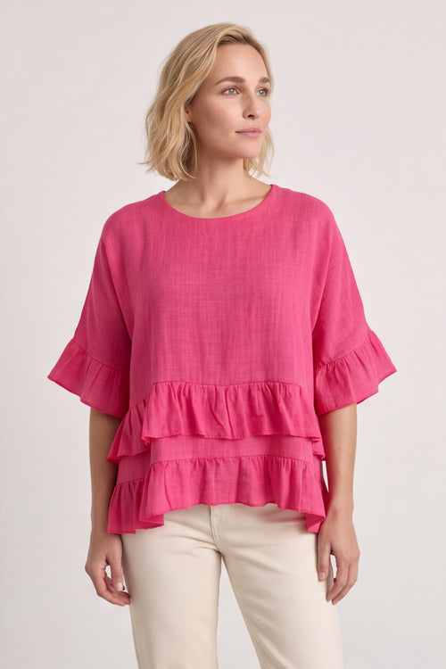 Allena Frill Top Fuschia - Image 4
