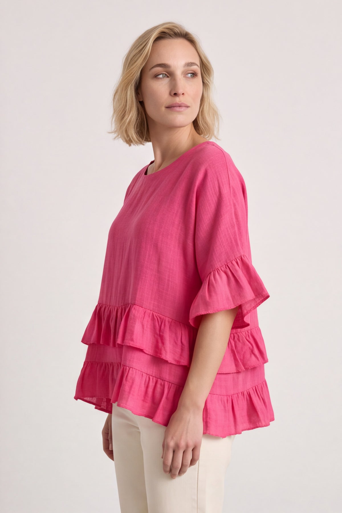 Allena Frill Top Fuschia