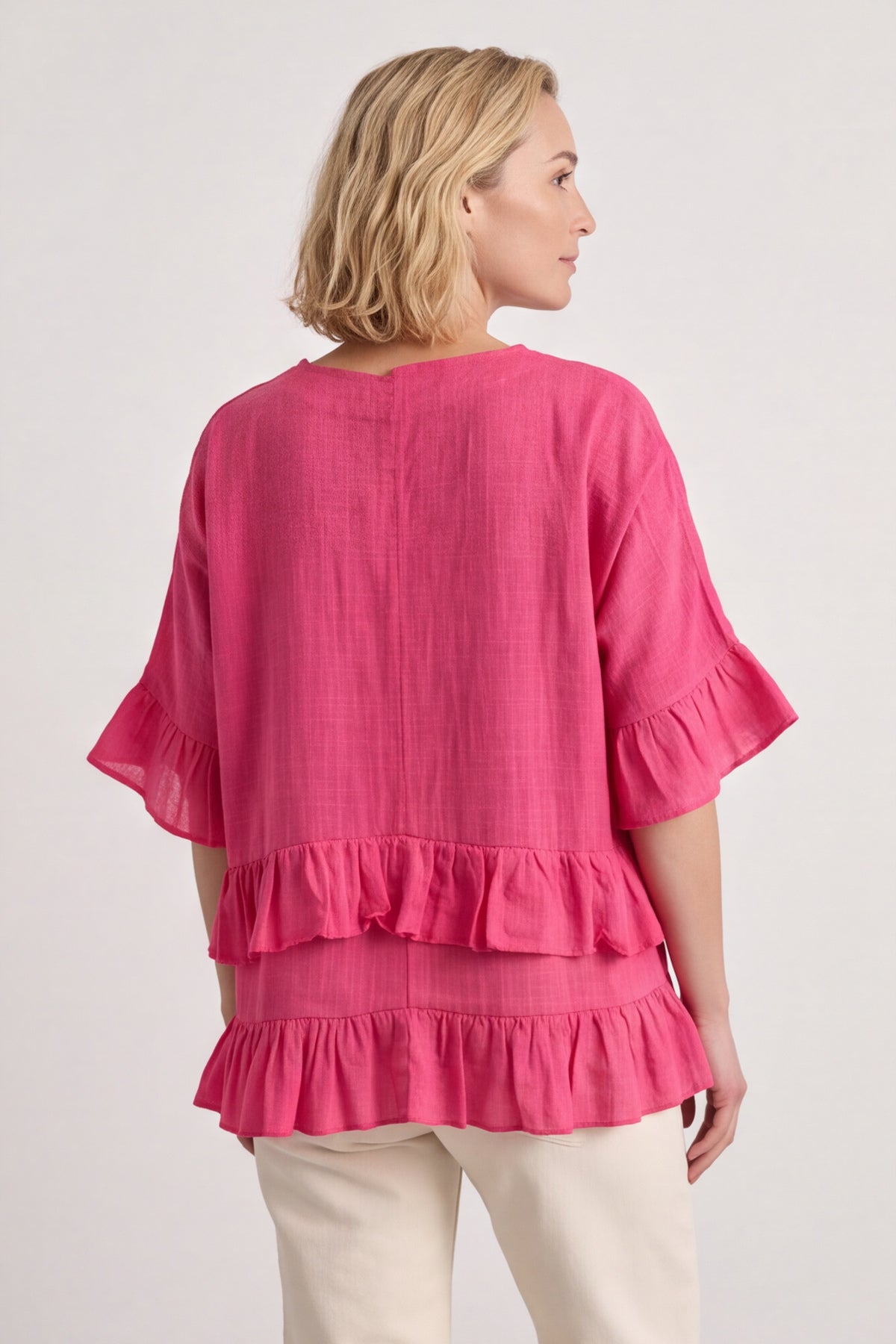 Allena Frill Top Fuschia