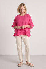 Allena Frill Top Fuschia Hot Pink - Allena Frill Top Fuschia