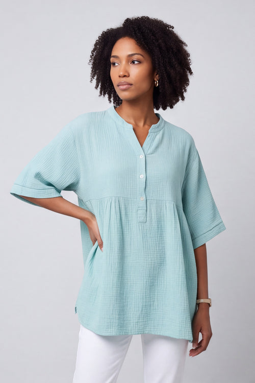 Indi button Cotton Mint Top - Image 3