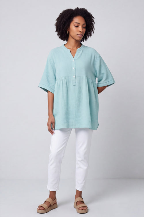 Indi button Cotton Mint Top - Image 4