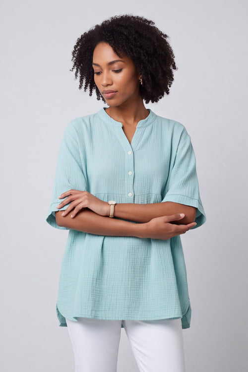 Indi button Cotton Mint Top - Image 2