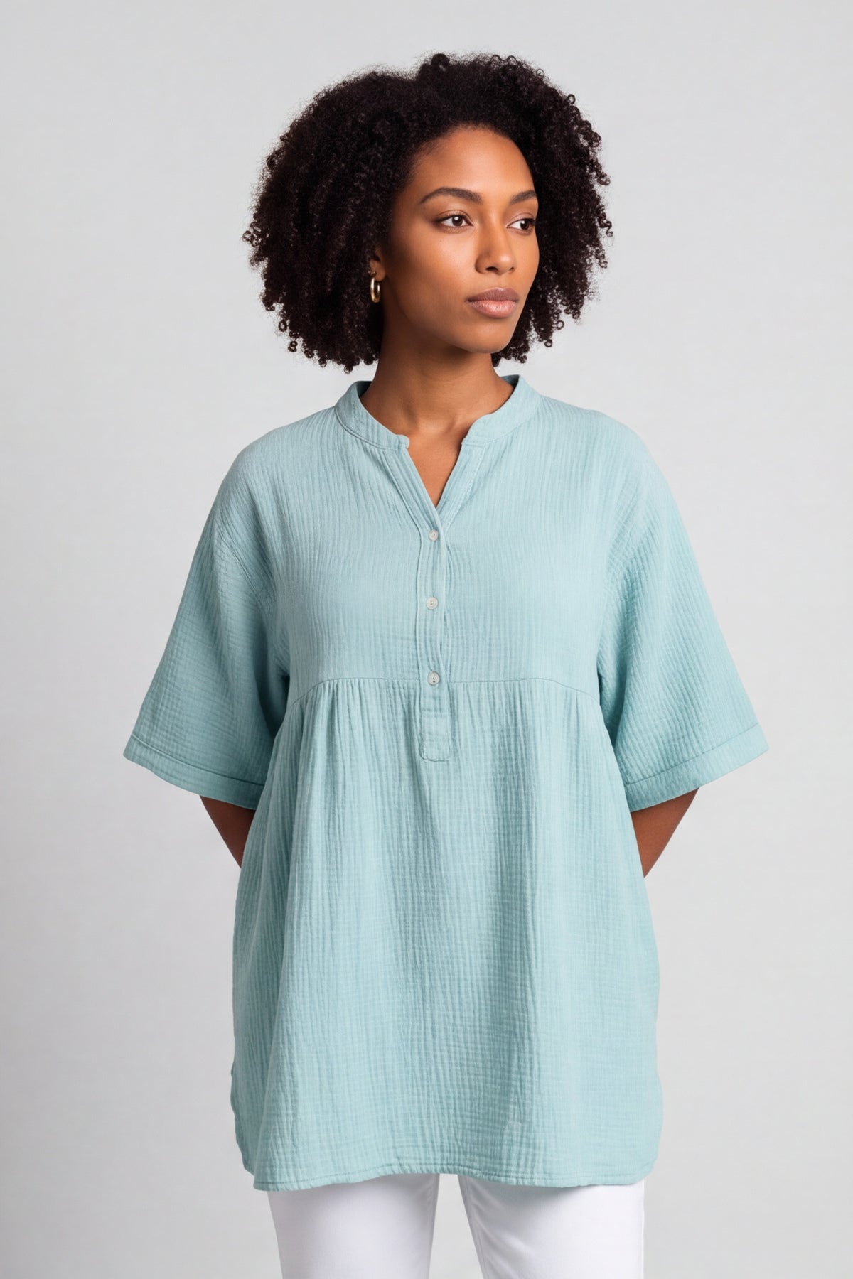 Indi button Cotton Mint Top