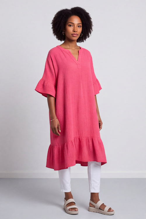 Crespa Crinkle Cotton Dress Baby Pink - Image 4