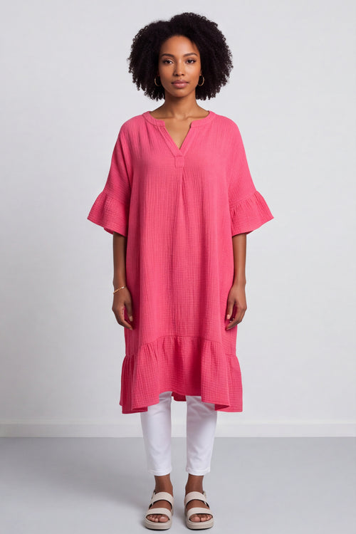Crespa Crinkle Cotton Dress Baby Pink - Image 3