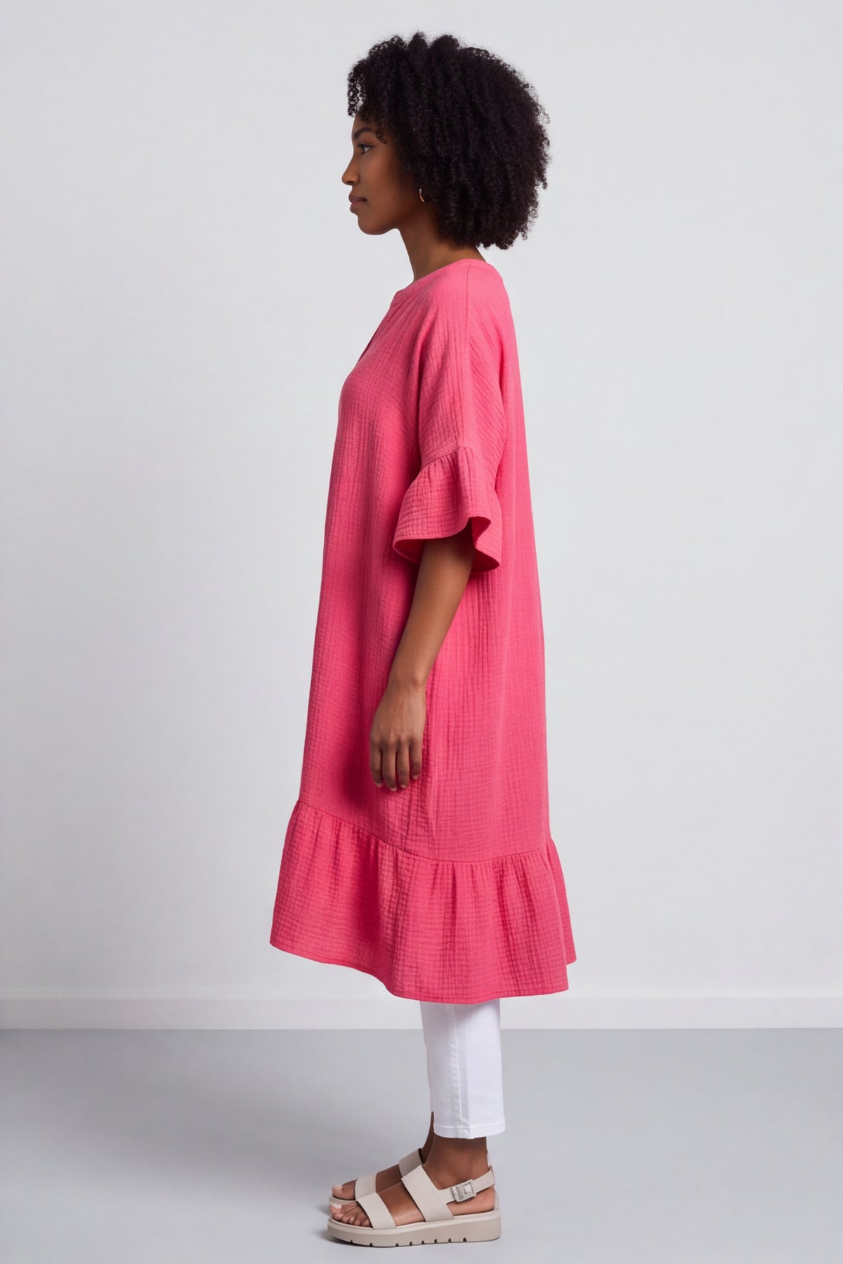 Crespa Crinkle Cotton Dress Baby Pink