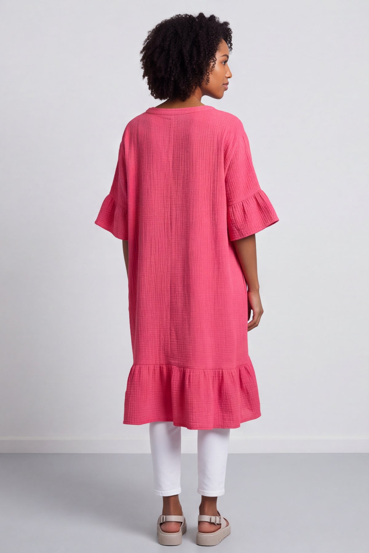 Crespa Crinkle Cotton Dress Baby Pink