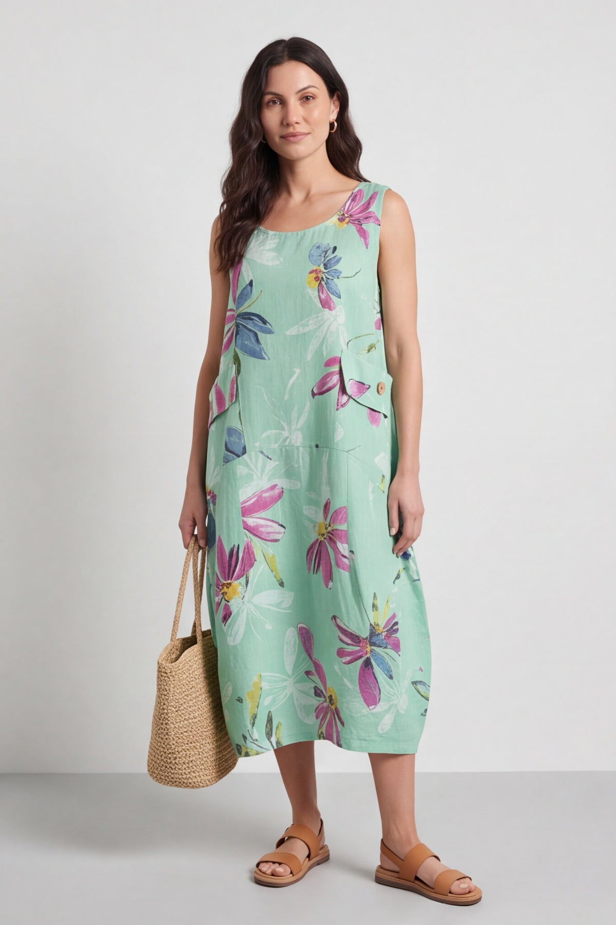 Darcie Floral Print Mint Dress