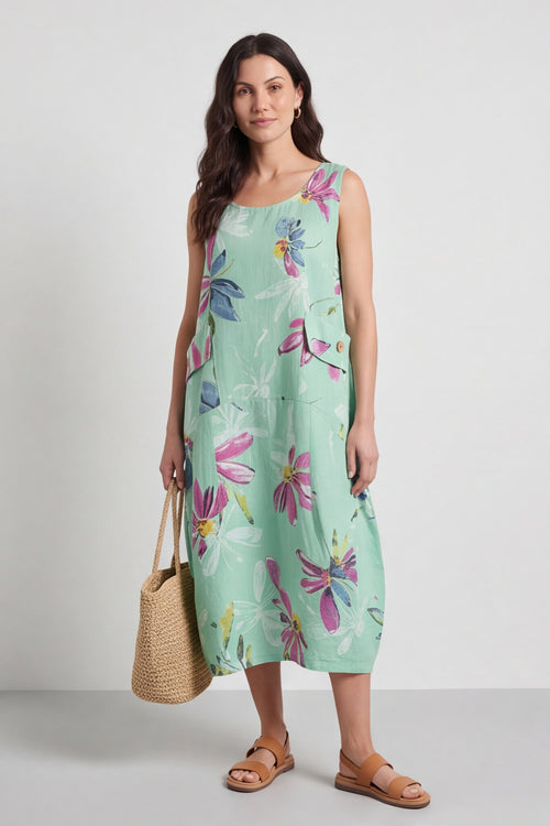 Darcie Floral Print Mint Dress - Image 2