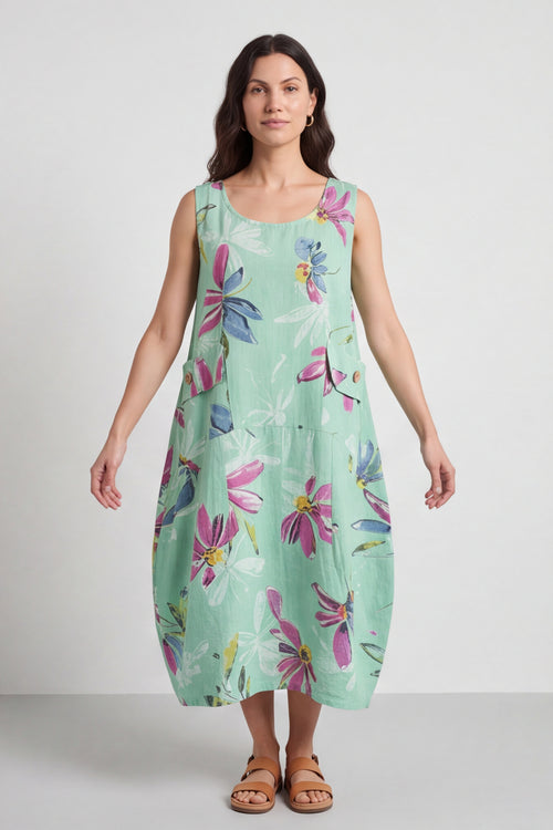 Darcie Floral Print Mint Dress - Image 3