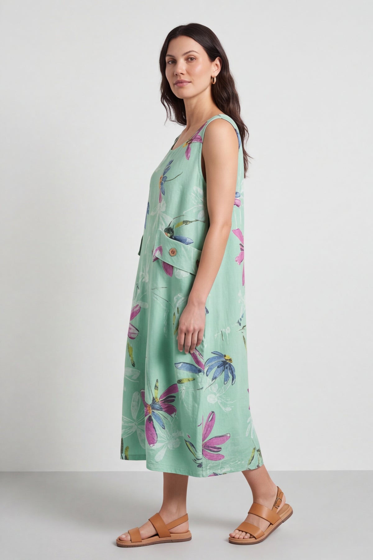 Darcie Floral Print Mint Dress