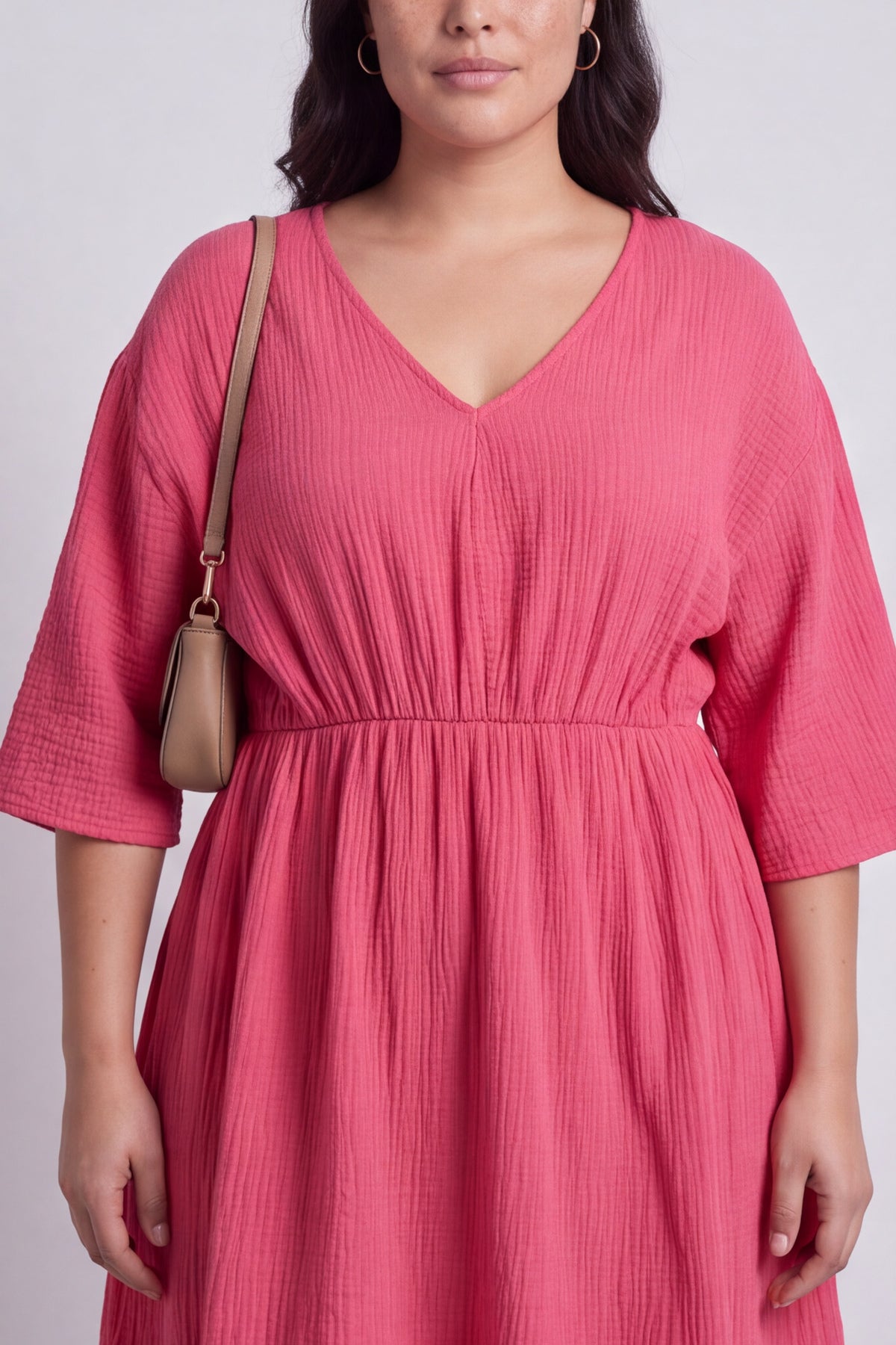 Illaria Crinkle Cotton Dress Fuchsia