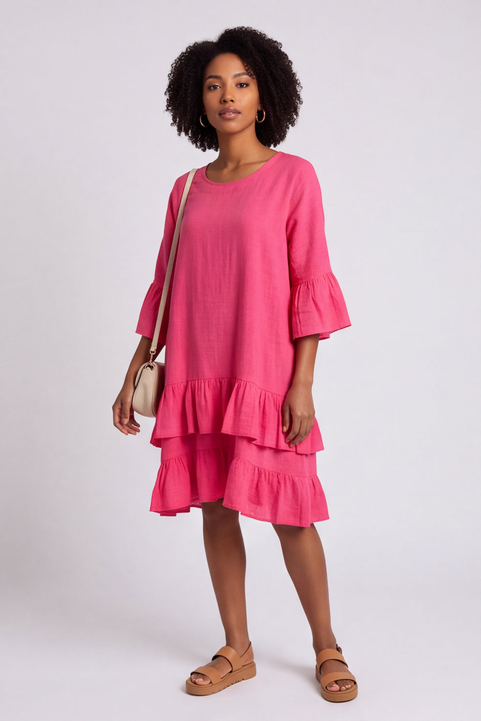 Kalli Cotton Frill Pink Dress