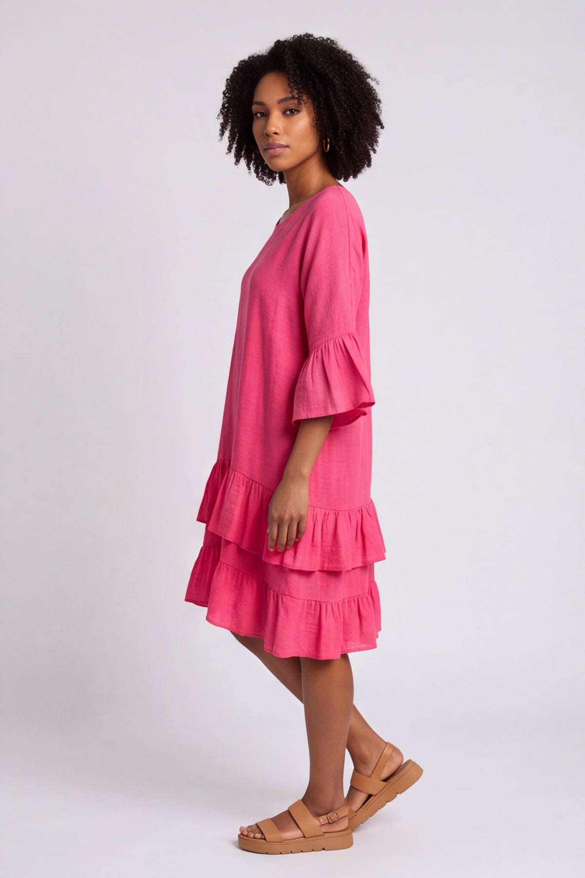 Kalli Cotton Frill Pink Dress