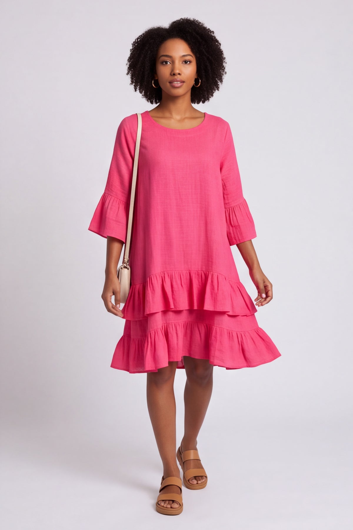 Kalli Cotton Frill Pink Dress