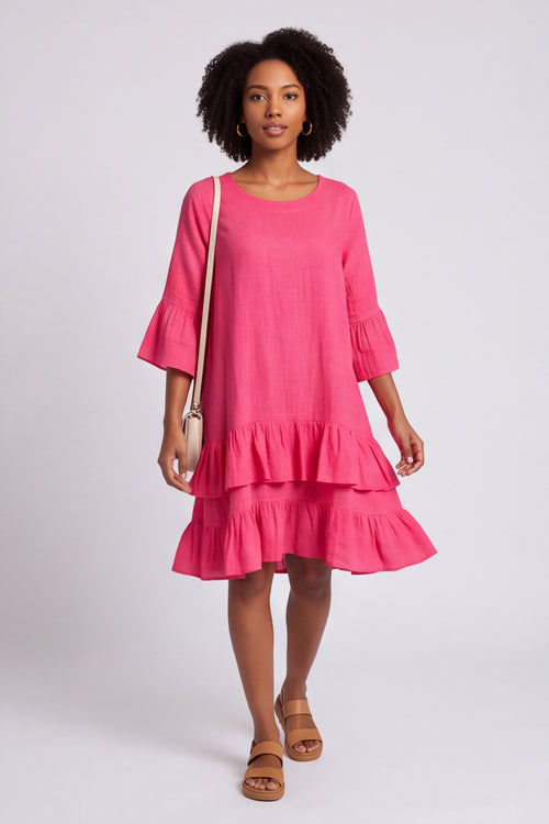 Kalli Cotton Frill Pink Dress - Image 6