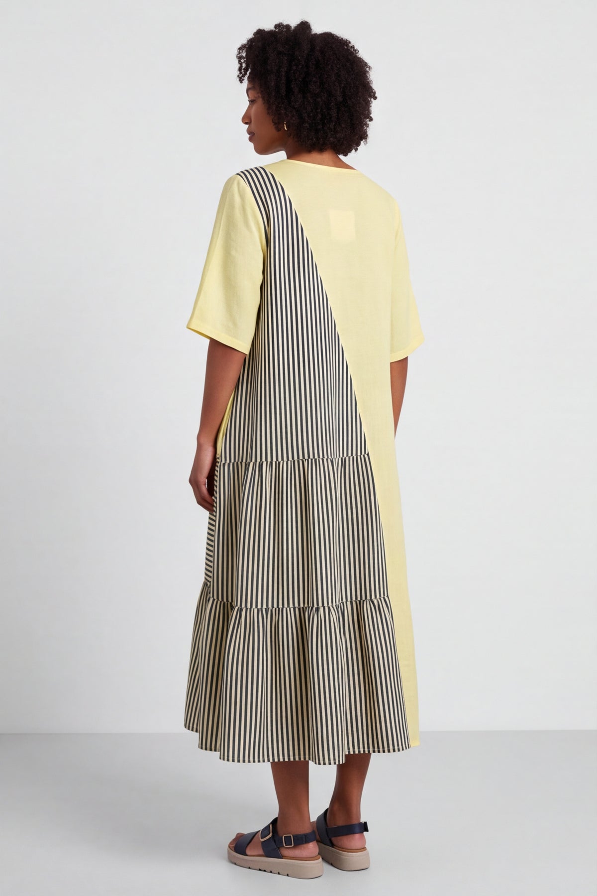 Rosa Stripe Yellow Linen Dress