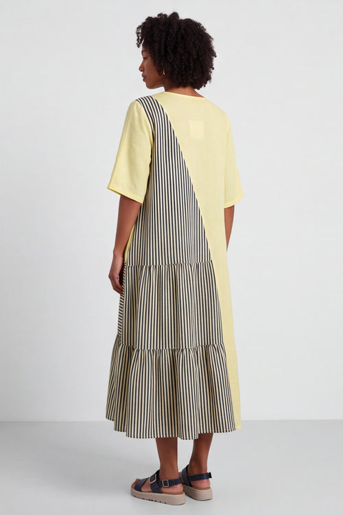 Rosa Stripe Yellow Linen Dress - Image 6