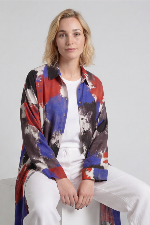 Macie Ink Print Shirt Royal Blue - Image 2