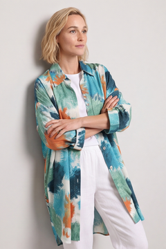 Macie Ink Print Shirt Teal