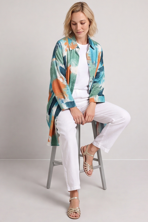 Macie Ink Print Shirt Teal - Image 3