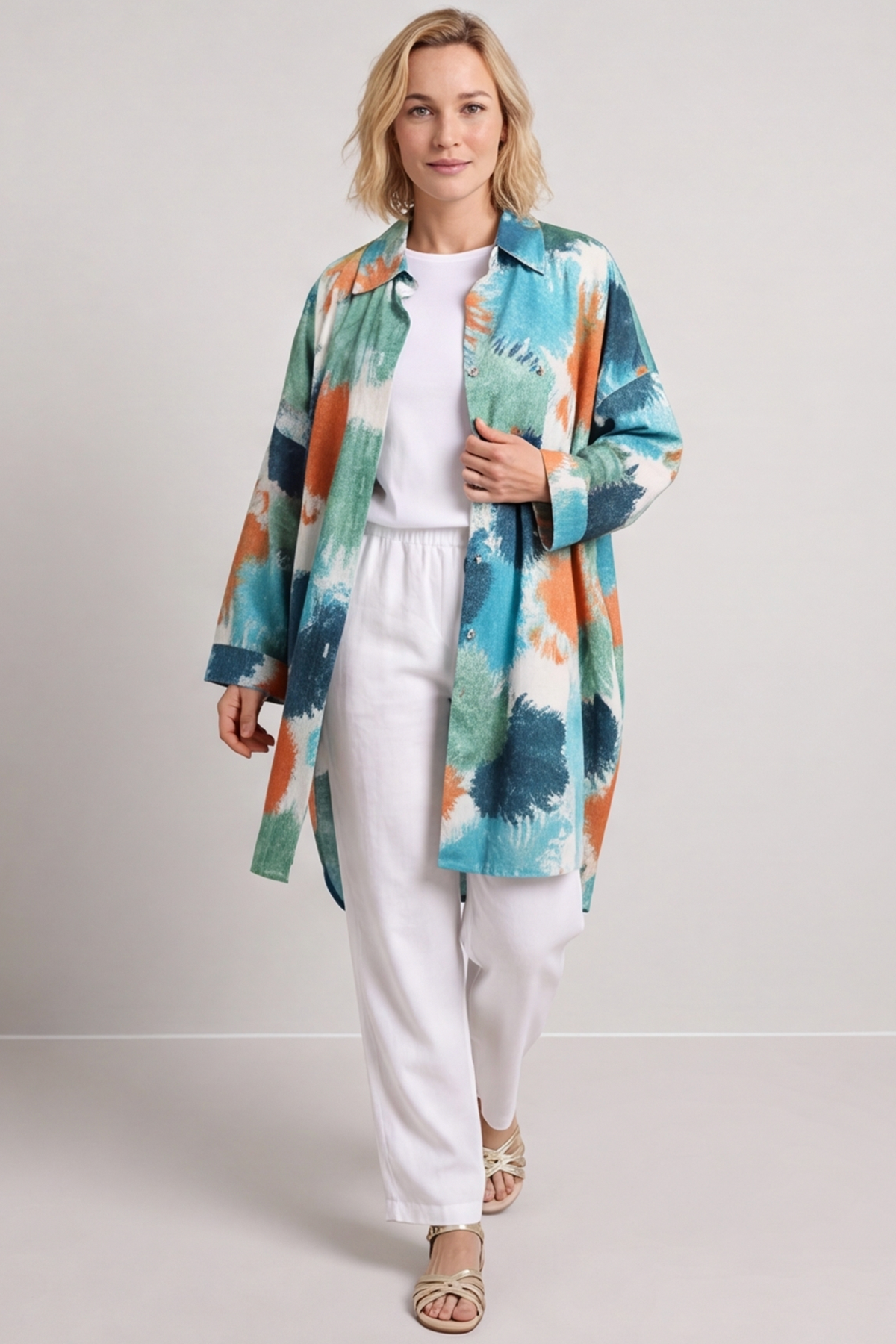 Macie Ink Print Shirt Teal