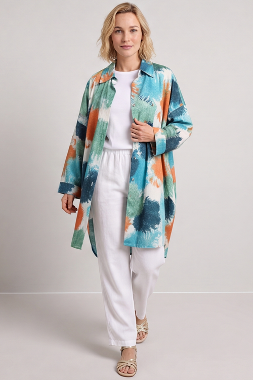 Macie Ink Print Shirt Teal - Image 5