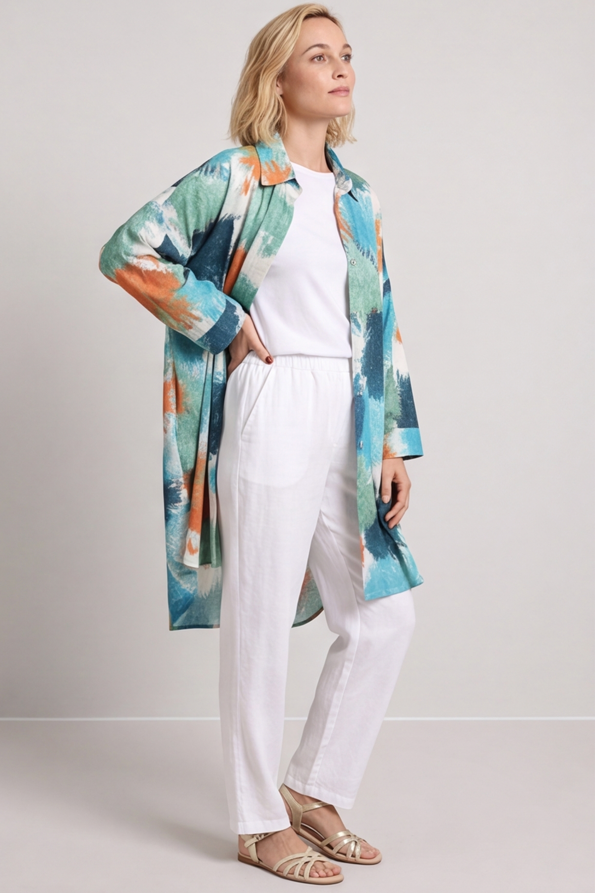Macie Ink Print Shirt Teal