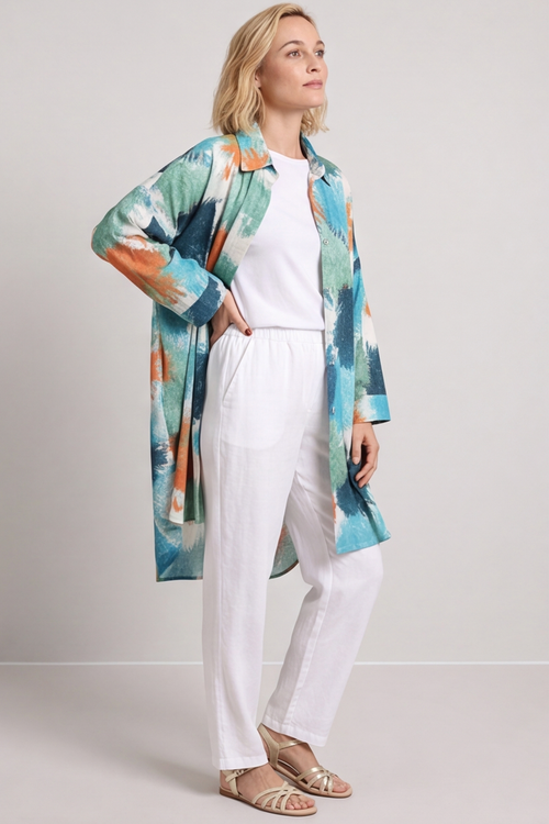 Macie Ink Print Shirt Teal - Image 2