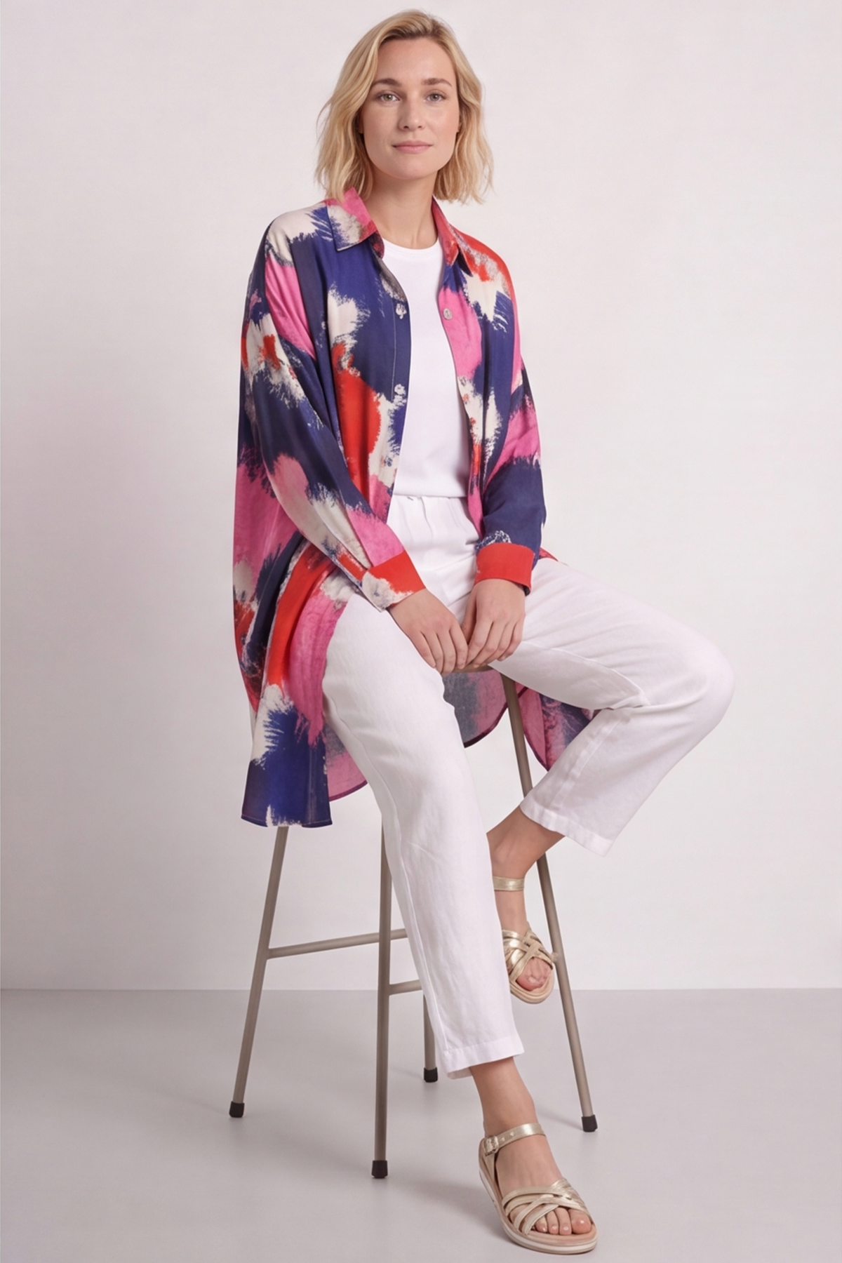 Macie Ink Print Shirt Fuchsia