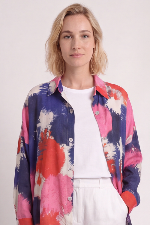 Macie Ink Print Shirt Fuchsia - Image 8
